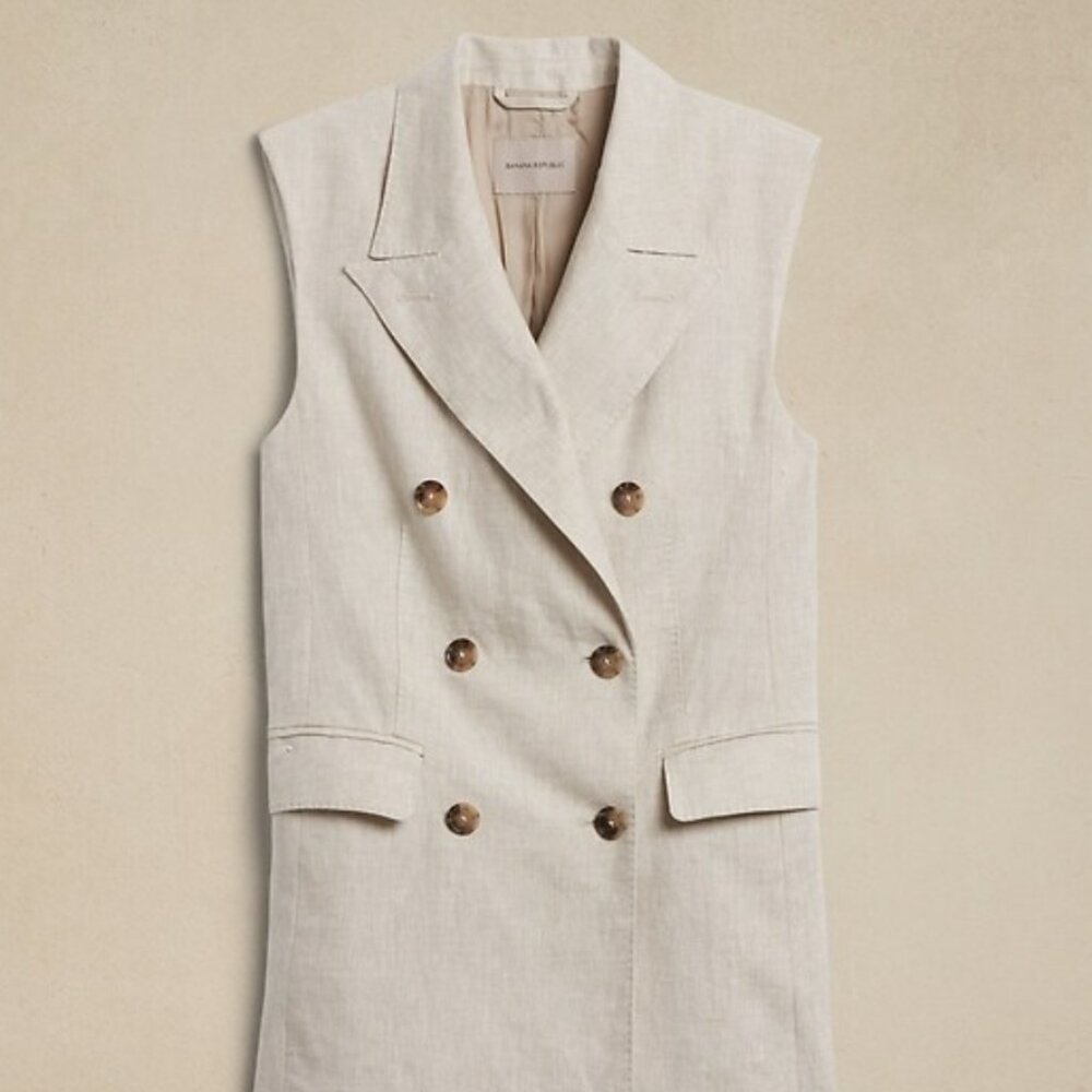 Banana Republic Palma Beige Linen Vest US 10